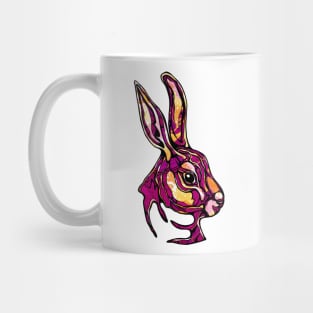 Pink rabbit with psychedelic colors, magenta bunny face Mug